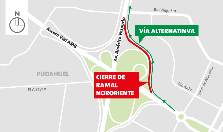 Cierre ramal ingreso a Vespucio Norte