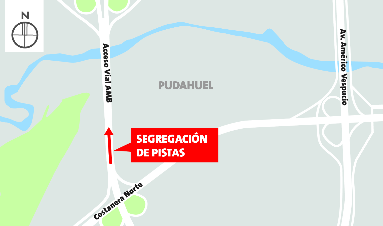 Segregación de pistas sector enlace Costanera Norte – Plaza de peaje