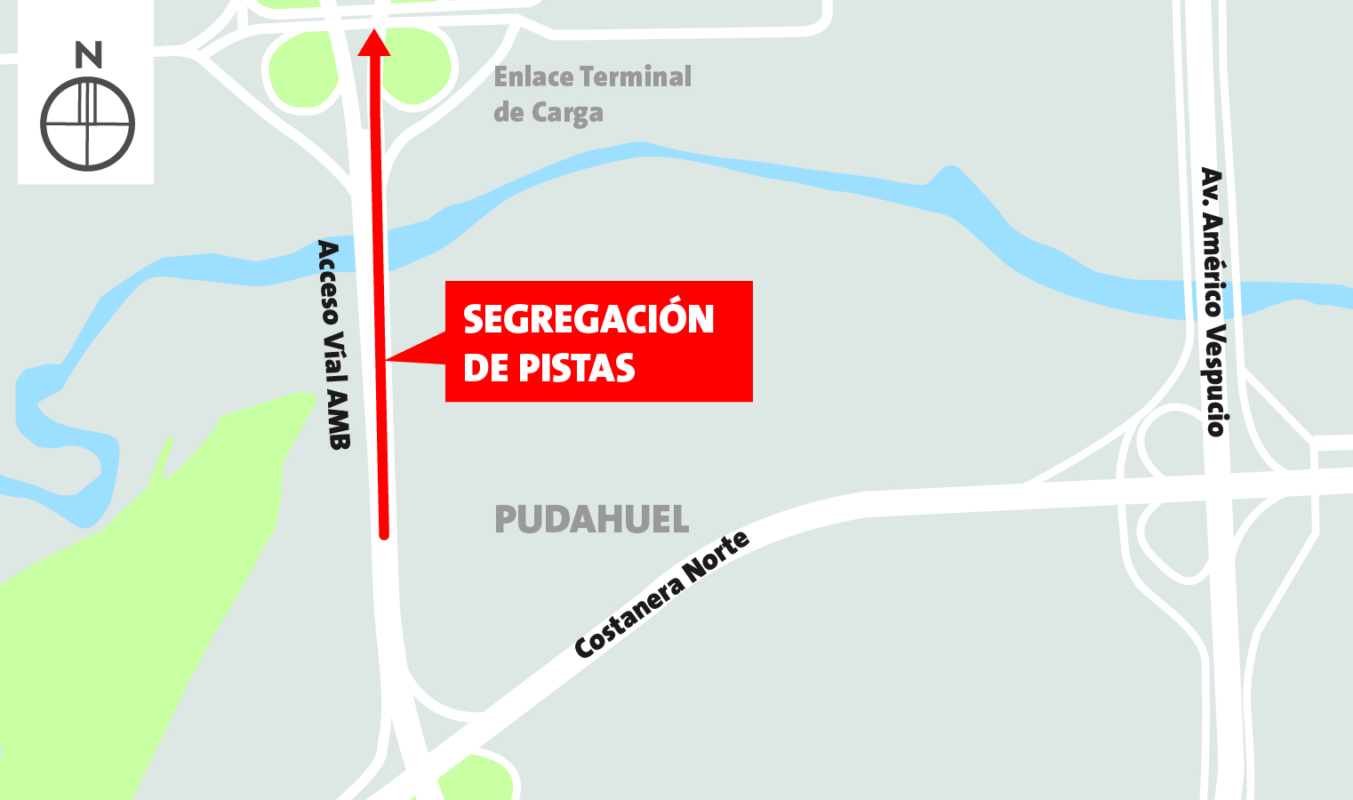 Segregación de pistas sector enlace Terminal de Carga