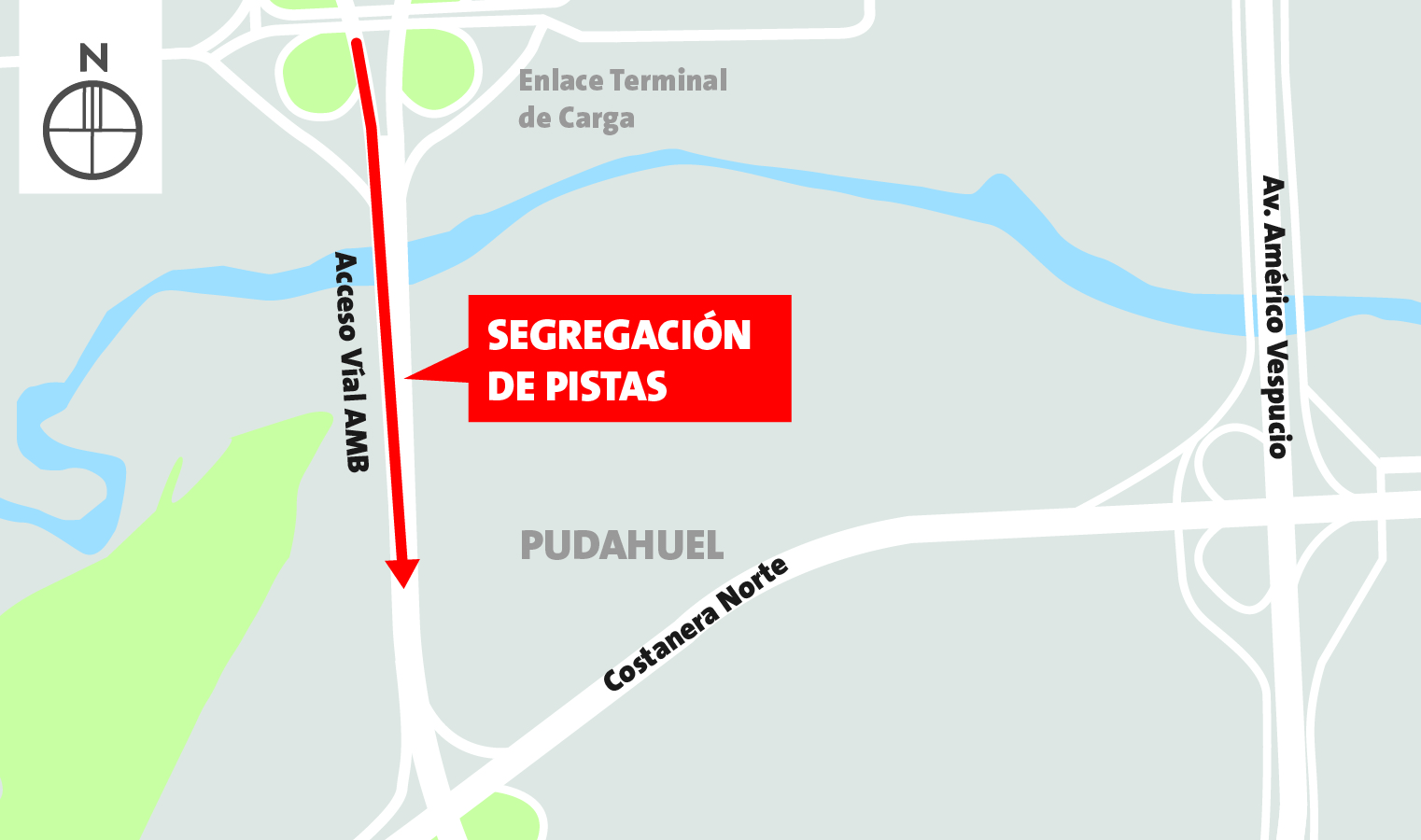 Segregación de pistas sector enlace Costanera Norte – enlace Terminal de Carga